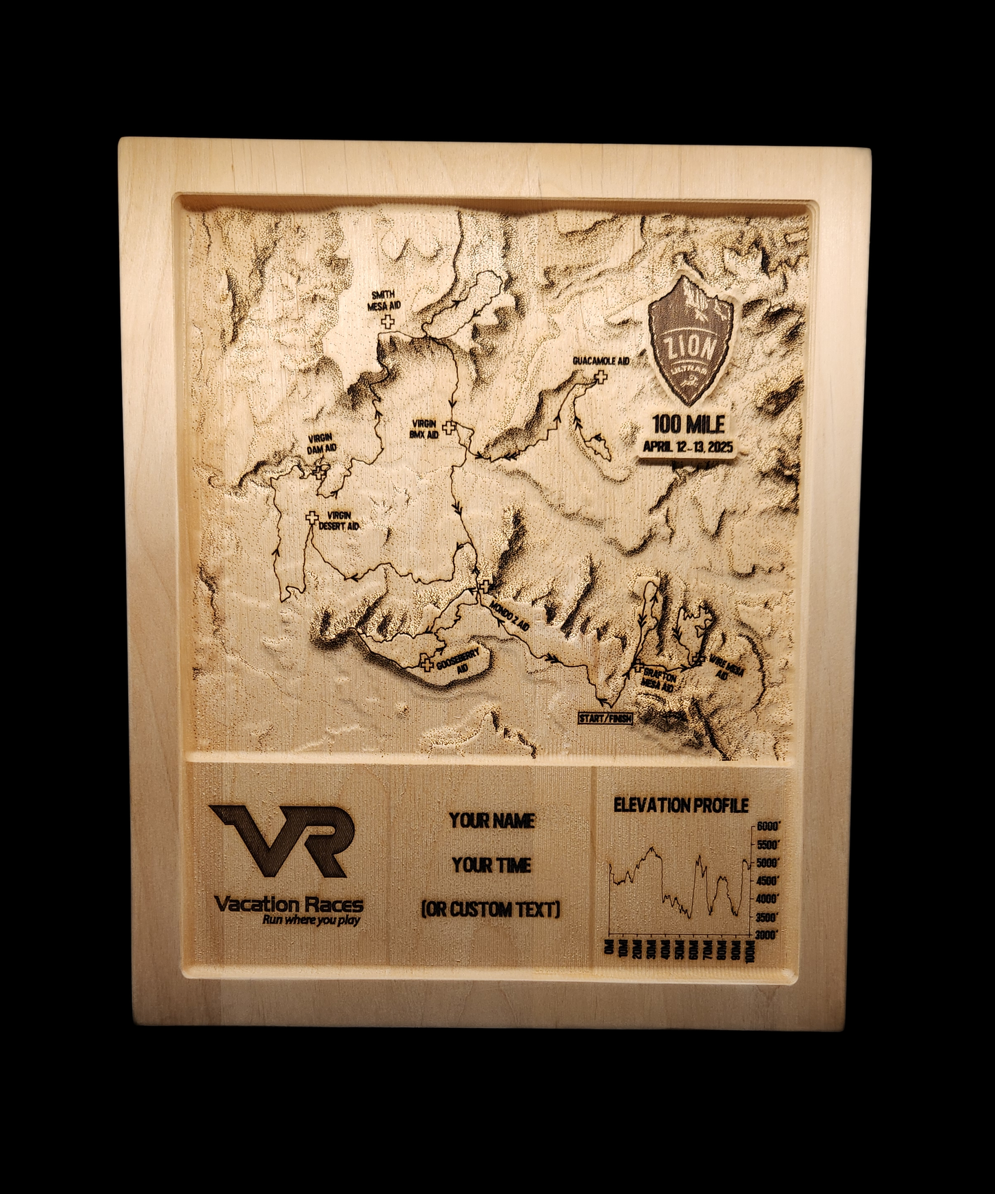 2025 VR Zion Ultra 100 Mile 3D Race Map